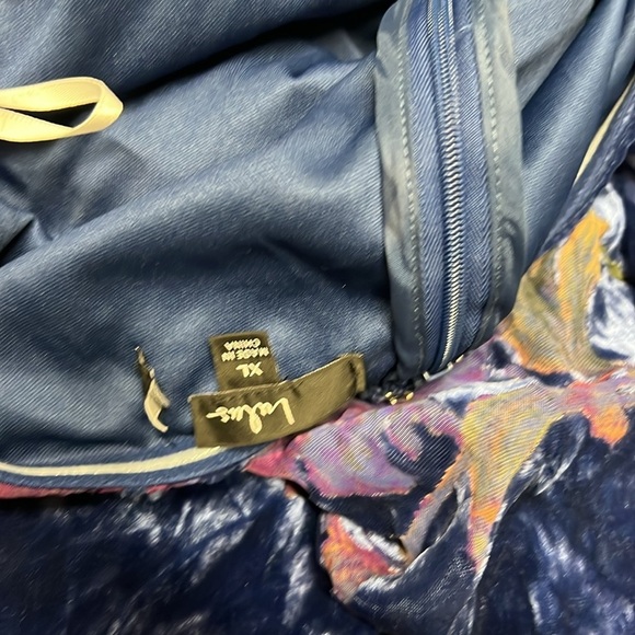 Exquisite Blue Floral Burnout Velvet Strapless Maxi Dress - Picture 10 of 10